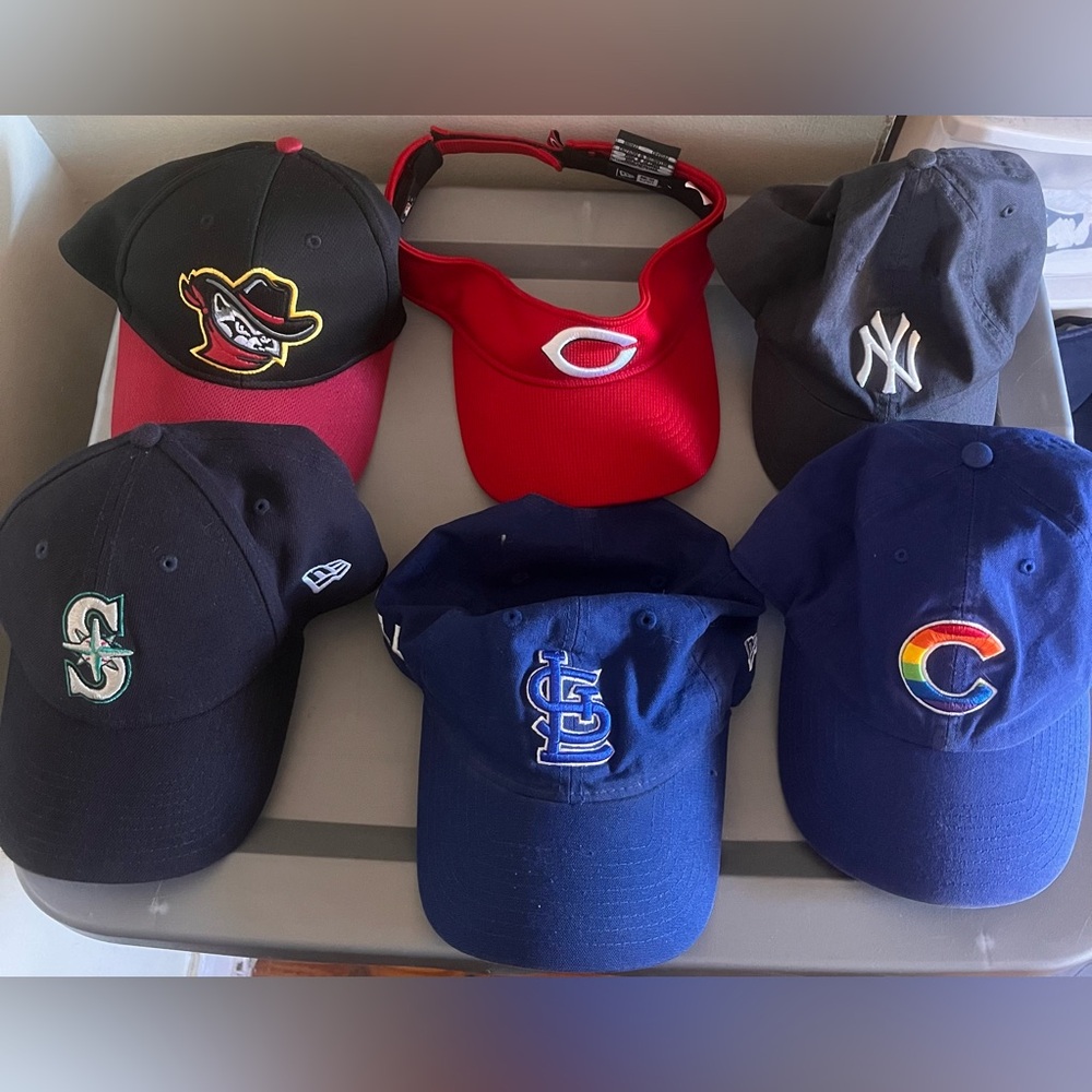 6 hat bundle mlb baseball adjustable reds new yor… - image 1